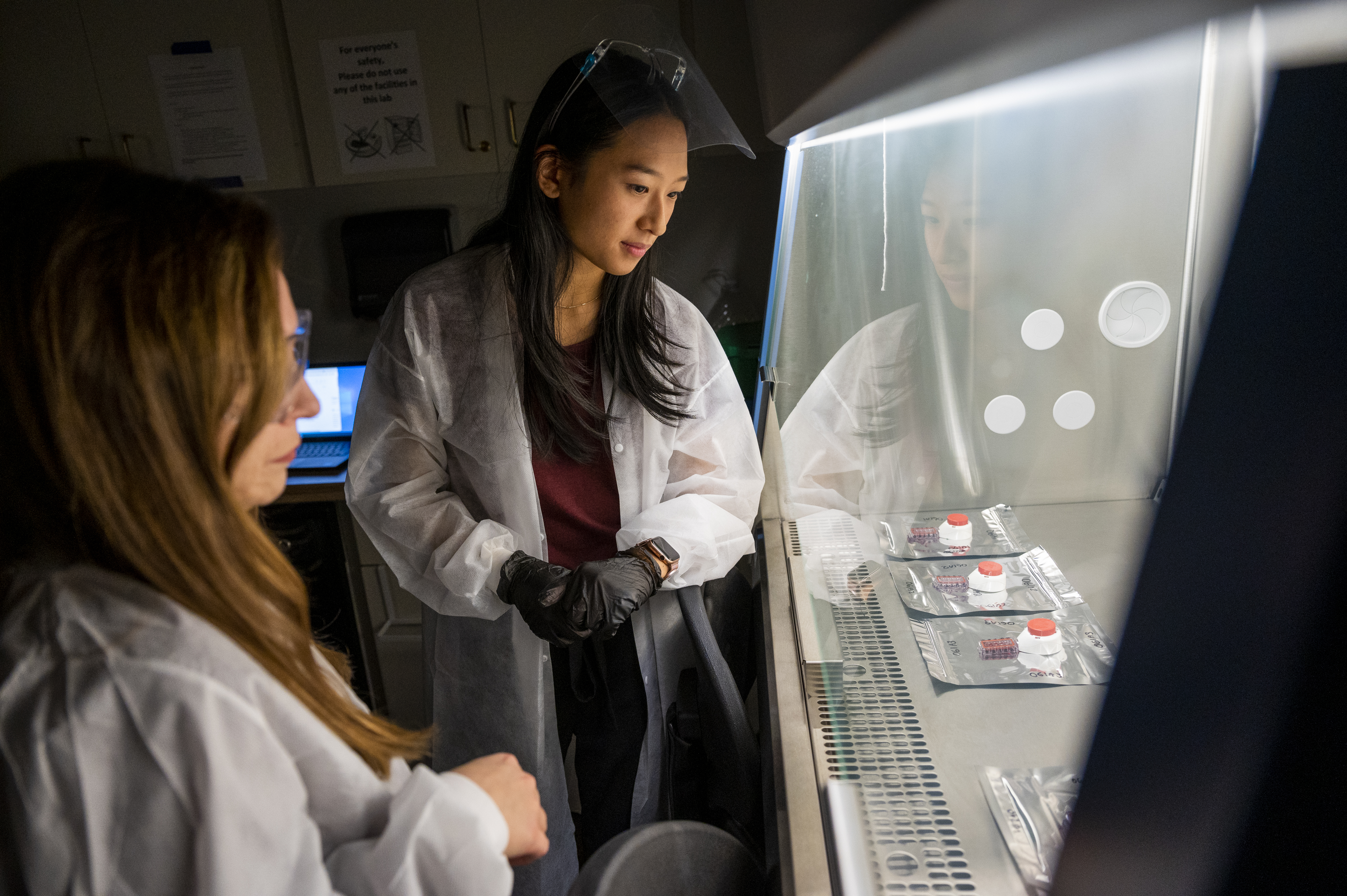 student and instructor gathering data