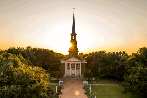Perkins chapel at sunset